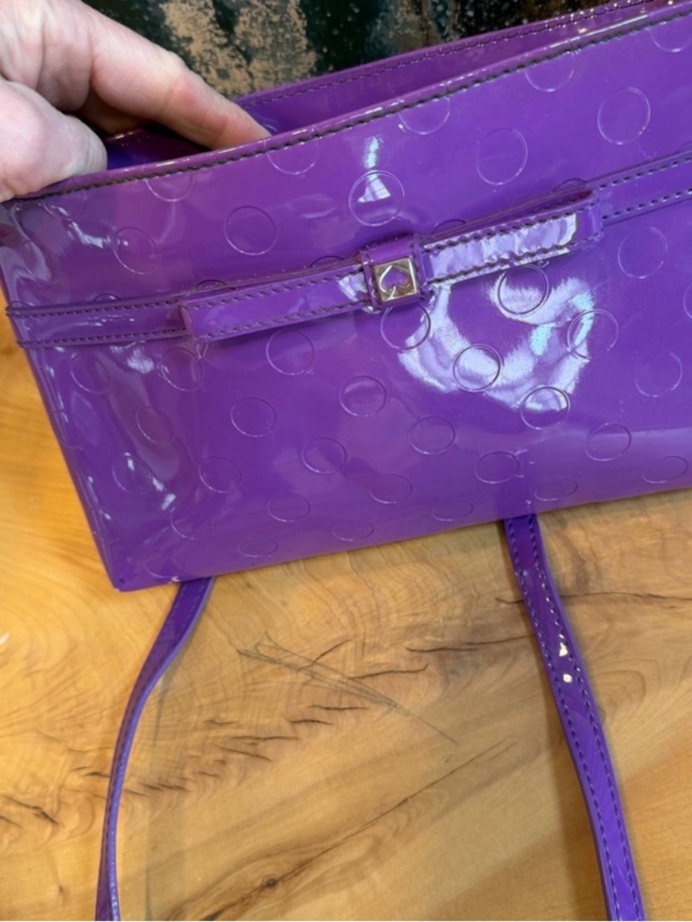 Kate Spade Camellia Street Amy Y2K Barbiecore Patent Bow Crossbody Purple (GUC) - Picture 4 of 10